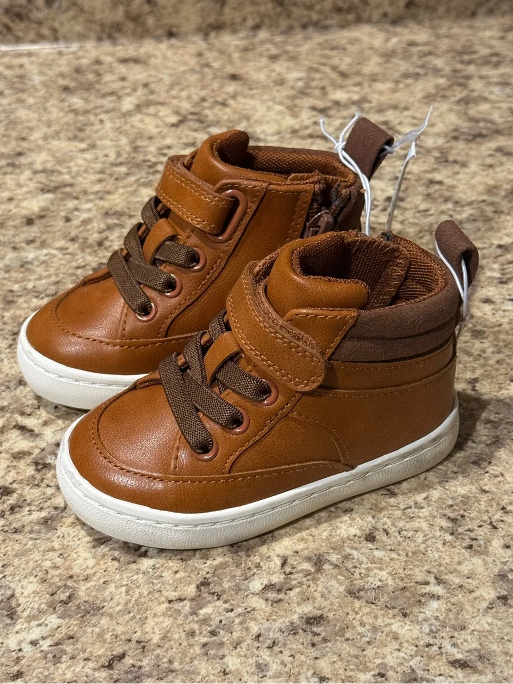 Cat & Jack Toddler Aidan Brown Side Zip Sneaker Boots Size 5 New